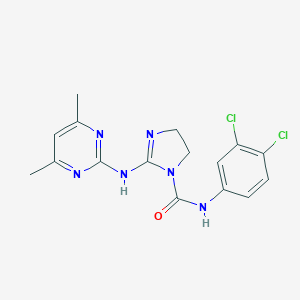 molecular formula C16H16Cl2N6O B432029 N-(3,4-dichlorophenyl)-2-[(4,6-dimethyl-2-pyrimidinyl)amino]-4,5-dihydro-1H-imidazole-1-carboxamide CAS No. 579443-15-5