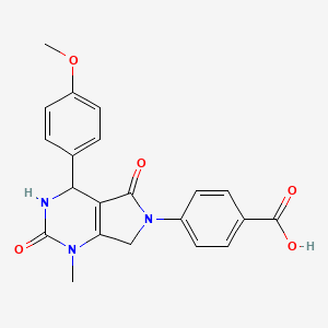 molecular formula C21H19N3O5 B4320292 4-[4-(4-methoxyphenyl)-1-methyl-2,5-dioxo-1,2,3,4,5,7-hexahydro-6H-pyrrolo[3,4-d]pyrimidin-6-yl]benzoic acid 