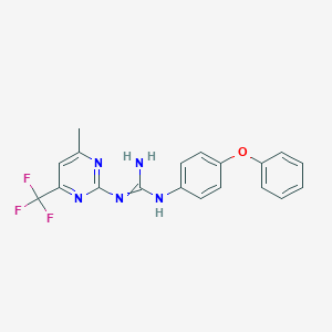 molecular formula C19H16F3N5O B432030 2-[4-Methyl-6-(trifluoromethyl)pyrimidin-2-yl]-1-(4-phenoxyphenyl)guanidine CAS No. 573974-28-4