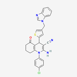 molecular formula C28H22ClN5OS B4320350 2-amino-4-[4-(1H-benzimidazol-1-ylmethyl)-2-thienyl]-1-(4-chlorophenyl)-5-oxo-1,4,5,6,7,8-hexahydroquinoline-3-carbonitrile 