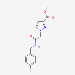 molecular formula C14H14FN3O3 B4320378 methyl 1-{2-[(4-fluorobenzyl)amino]-2-oxoethyl}-1H-pyrazole-3-carboxylate 