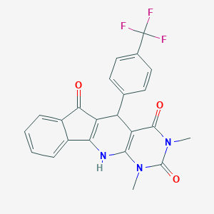 molecular formula C23H16F3N3O3 B432038 1,3-dimethyl-5-[4-(trifluoromethyl)phenyl]-5,11-dihydro-1H-indeno[2',1':5,6]pyrido[2,3-d]pyrimidine-2,4,6(3H)-trione CAS No. 585562-19-2