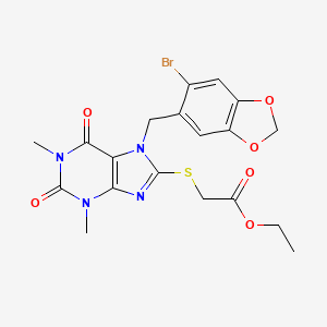 ethyl ({7-[(6-bromo-1,3-benzodioxol-5-yl)methyl]-1,3-dimethyl-2,6-dioxo-2,3,6,7-tetrahydro-1H-purin-8-yl}thio)acetate