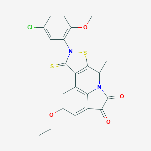 molecular formula C23H19ClN2O4S2 B432039 9-(5-chloro-2-methoxyphenyl)-2-ethoxy-7,7-dimethyl-10-thioxo-9,10-dihydro-7H-isothiazolo[5,4-c]pyrrolo[3,2,1-ij]quinoline-4,5-dione CAS No. 664971-56-6