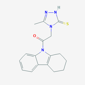 molecular formula C17H18N4OS B432040 2-(3-methyl-5-sulfanyl-4H-1,2,4-triazol-4-yl)-1-(1,2,3,4-tetrahydro-9H-carbazol-9-yl)ethanone CAS No. 650593-04-7