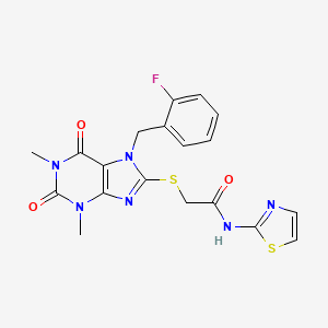 2-{[7-(2-fluorobenzyl)-1,3-dimethyl-2,6-dioxo-2,3,6,7-tetrahydro-1H-purin-8-yl]thio}-N-1,3-thiazol-2-ylacetamide