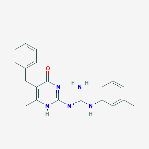 molecular formula C20H21N5O B432042 2-(5-benzyl-6-methyl-4-oxo-1H-pyrimidin-2-yl)-1-(3-methylphenyl)guanidine CAS No. 578747-16-7
