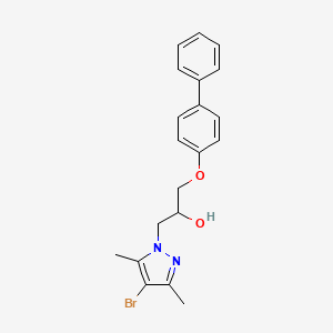 molecular formula C20H21BrN2O2 B4320422 1-(biphenyl-4-yloxy)-3-(4-bromo-3,5-dimethyl-1H-pyrazol-1-yl)propan-2-ol 