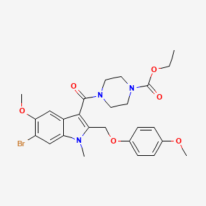 molecular formula C26H30BrN3O6 B4320433 ethyl 4-({6-bromo-5-methoxy-2-[(4-methoxyphenoxy)methyl]-1-methyl-1H-indol-3-yl}carbonyl)piperazine-1-carboxylate 