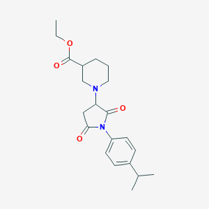 molecular formula C21H28N2O4 B432046 Ethyl 1-{2,5-dioxo-1-[4-(propan-2-yl)phenyl]pyrrolidin-3-yl}piperidine-3-carboxylate CAS No. 573694-37-8