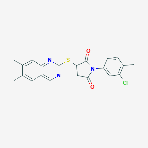 molecular formula C22H20ClN3O2S B432047 1-(3-Chloro-4-methylphenyl)-3-[(4,6,7-trimethyl-2-quinazolinyl)sulfanyl]-2,5-pyrrolidinedione CAS No. 644959-83-1