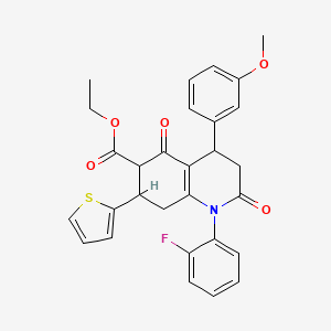 ETHYL 1-(2-FLUOROPHENYL)-4-(3-METHOXYPHENYL)-2,5-DIOXO-7-(2-THIENYL)-1,2,3,4,5,6,7,8-OCTAHYDRO-6-QUINOLINECARBOXYLATE