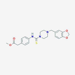 molecular formula C22H25N3O4S B432058 Methyl [4-({[4-(1,3-benzodioxol-5-ylmethyl)-1-piperazinyl]carbothioyl}amino)phenyl]acetate CAS No. 516457-92-4