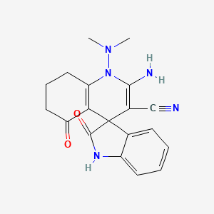 molecular formula C19H19N5O2 B4320581 2'-amino-1'-(dimethylamino)-2,5'-dioxo-1,2,5',6',7',8'-hexahydro-1'H-spiro[indole-3,4'-quinoline]-3'-carbonitrile 