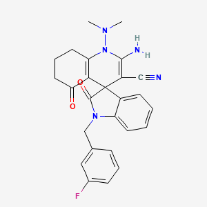 molecular formula C26H24FN5O2 B4320585 2'-amino-1'-(dimethylamino)-1-(3-fluorobenzyl)-2,5'-dioxo-1,2,5',6',7',8'-hexahydro-1'H-spiro[indole-3,4'-quinoline]-3'-carbonitrile 