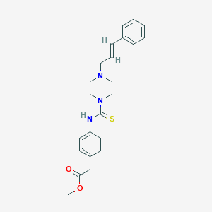 molecular formula C23H27N3O2S B432059 Methyl (4-{[(4-cinnamyl-1-piperazinyl)carbothioyl]amino}phenyl)acetate CAS No. 516458-53-0