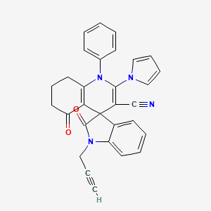 2,5'-dioxo-1'-phenyl-1-prop-2-yn-1-yl-2'-(1H-pyrrol-1-yl)-1,2,5',6',7',8'-hexahydro-1'H-spiro[indole-3,4'-quinoline]-3'-carbonitrile