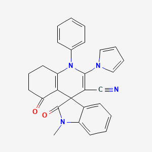 1-methyl-2,5'-dioxo-1'-phenyl-2'-(1H-pyrrol-1-yl)-1,2,5',6',7',8'-hexahydro-1'H-spiro[indole-3,4'-quinoline]-3'-carbonitrile