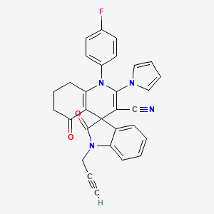 1'-(4-fluorophenyl)-2,5'-dioxo-1-prop-2-yn-1-yl-2'-(1H-pyrrol-1-yl)-1,2,5',6',7',8'-hexahydro-1'H-spiro[indole-3,4'-quinoline]-3'-carbonitrile