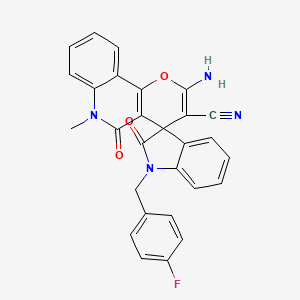 2'-amino-1-(4-fluorobenzyl)-6'-methyl-2,5'-dioxo-1,2,5',6'-tetrahydrospiro[indole-3,4'-pyrano[3,2-c]quinoline]-3'-carbonitrile