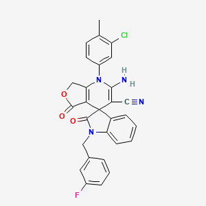 molecular formula C29H20ClFN4O3 B4320692 2-amino-1-(3-chloro-4-methylphenyl)-1'-(3-fluorobenzyl)-2',5-dioxo-1',2',5,7-tetrahydro-1H-spiro[furo[3,4-b]pyridine-4,3'-indole]-3-carbonitrile 