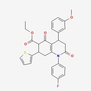 ethyl 1-(4-fluorophenyl)-4-(3-methoxyphenyl)-2,5-dioxo-7-(2-thienyl)-1,2,3,4,5,6,7,8-octahydroquinoline-6-carboxylate