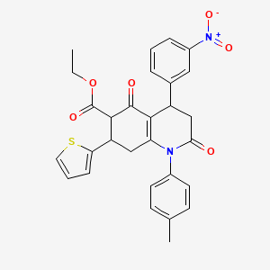 ethyl 1-(4-methylphenyl)-4-(3-nitrophenyl)-2,5-dioxo-7-(2-thienyl)-1,2,3,4,5,6,7,8-octahydroquinoline-6-carboxylate