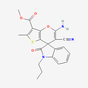 methyl 5'-amino-6'-cyano-2'-methyl-2-oxo-1-propyl-1,2-dihydrospiro[indole-3,7'-thieno[3,2-b]pyran]-3'-carboxylate