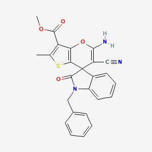 methyl 5'-amino-1-benzyl-6'-cyano-2'-methyl-2-oxo-1,2-dihydrospiro[indole-3,7'-thieno[3,2-b]pyran]-3'-carboxylate