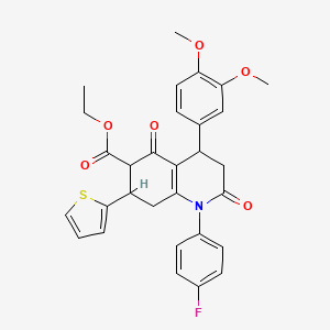 ethyl 4-(3,4-dimethoxyphenyl)-1-(4-fluorophenyl)-2,5-dioxo-7-(2-thienyl)-1,2,3,4,5,6,7,8-octahydroquinoline-6-carboxylate