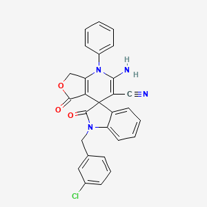 molecular formula C28H19ClN4O3 B4320796 2-amino-1'-(3-chlorobenzyl)-2',5-dioxo-1-phenyl-1',2',5,7-tetrahydro-1H-spiro[furo[3,4-b]pyridine-4,3'-indole]-3-carbonitrile 