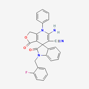 molecular formula C28H19FN4O3 B4320798 2-amino-1'-(2-fluorobenzyl)-2',5-dioxo-1-phenyl-1',2',5,7-tetrahydro-1H-spiro[furo[3,4-b]pyridine-4,3'-indole]-3-carbonitrile 