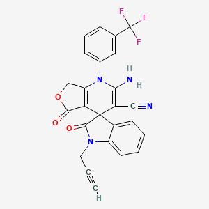 molecular formula C25H15F3N4O3 B4320823 2-amino-2',5-dioxo-1'-prop-2-yn-1-yl-1-[3-(trifluoromethyl)phenyl]-1',2',5,7-tetrahydro-1H-spiro[furo[3,4-b]pyridine-4,3'-indole]-3-carbonitrile 