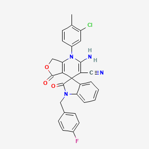 molecular formula C29H20ClFN4O3 B4320847 2-amino-1-(3-chloro-4-methylphenyl)-1'-(4-fluorobenzyl)-2',5-dioxo-1',2',5,7-tetrahydro-1H-spiro[furo[3,4-b]pyridine-4,3'-indole]-3-carbonitrile 