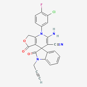 molecular formula C24H14ClFN4O3 B4320851 2-amino-1-(3-chloro-4-fluorophenyl)-2',5-dioxo-1'-prop-2-yn-1-yl-1',2',5,7-tetrahydro-1H-spiro[furo[3,4-b]pyridine-4,3'-indole]-3-carbonitrile 