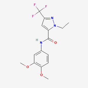 molecular formula C15H16F3N3O3 B4320892 N-(3,4-dimethoxyphenyl)-1-ethyl-3-(trifluoromethyl)-1H-pyrazole-5-carboxamide 