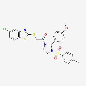 molecular formula C26H24ClN3O4S3 B4320911 5-chloro-2-[(2-{2-(4-methoxyphenyl)-3-[(4-methylphenyl)sulfonyl]imidazolidin-1-yl}-2-oxoethyl)thio]-1,3-benzothiazole 