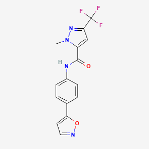 molecular formula C15H11F3N4O2 B4320929 N-(4-isoxazol-5-ylphenyl)-1-methyl-3-(trifluoromethyl)-1H-pyrazole-5-carboxamide 