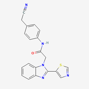 molecular formula C20H15N5OS B4321021 N-[4-(cyanomethyl)phenyl]-2-[2-(1,3-thiazol-5-yl)-1H-benzimidazol-1-yl]acetamide 