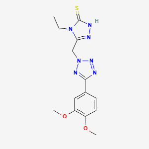 molecular formula C14H17N7O2S B4321034 5-{[5-(3,4-dimethoxyphenyl)-2H-tetrazol-2-yl]methyl}-4-ethyl-4H-1,2,4-triazole-3-thiol 