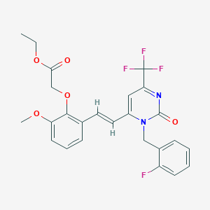 ETHYL 2-(2-{(E)-2-[3-(2-FLUOROBENZYL)-2-OXO-6-(TRIFLUOROMETHYL)-2,3-DIHYDRO-4-PYRIMIDINYL]-1-ETHENYL}-6-METHOXYPHENOXY)ACETATE