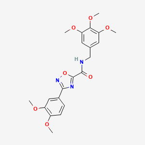 molecular formula C21H23N3O7 B4321068 3-(3,4-dimethoxyphenyl)-N-(3,4,5-trimethoxybenzyl)-1,2,4-oxadiazole-5-carboxamide 