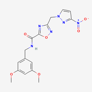 N-(3,5-dimethoxybenzyl)-3-[(3-nitro-1H-pyrazol-1-yl)methyl]-1,2,4-oxadiazole-5-carboxamide