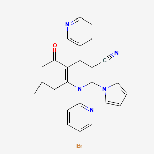 1-(5-bromopyridin-2-yl)-7,7-dimethyl-5-oxo-4-pyridin-3-yl-2-(1H-pyrrol-1-yl)-1,4,5,6,7,8-hexahydroquinoline-3-carbonitrile