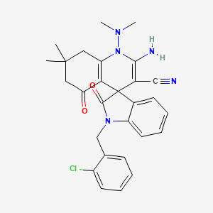 molecular formula C28H28ClN5O2 B4321126 2'-amino-1-(2-chlorobenzyl)-1'-(dimethylamino)-7',7'-dimethyl-2,5'-dioxo-1,2,5',6',7',8'-hexahydro-1'H-spiro[indole-3,4'-quinoline]-3'-carbonitrile 