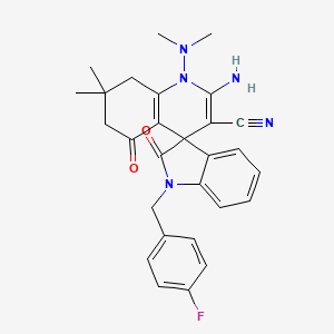 2'-amino-1'-(dimethylamino)-1-(4-fluorobenzyl)-7',7'-dimethyl-2,5'-dioxo-1,2,5',6',7',8'-hexahydro-1'H-spiro[indole-3,4'-quinoline]-3'-carbonitrile