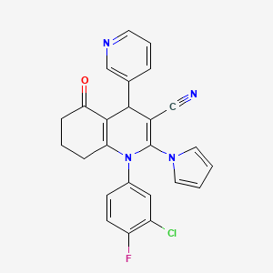 1-(3-chloro-4-fluorophenyl)-5-oxo-4-pyridin-3-yl-2-(1H-pyrrol-1-yl)-1,4,5,6,7,8-hexahydroquinoline-3-carbonitrile