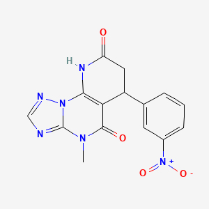 molecular formula C15H12N6O4 B4321188 4-methyl-6-(3-nitrophenyl)-6,9-dihydropyrido[3,2-e][1,2,4]triazolo[1,5-a]pyrimidine-5,8(4H,7H)-dione 