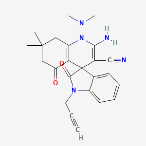 2'-amino-1'-(dimethylamino)-7',7'-dimethyl-2,5'-dioxo-1-prop-2-yn-1-yl-1,2,5',6',7',8'-hexahydro-1'H-spiro[indole-3,4'-quinoline]-3'-carbonitrile