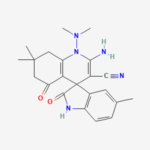 molecular formula C22H25N5O2 B4321192 2'-amino-1'-(dimethylamino)-5,7',7'-trimethyl-2,5'-dioxo-1,2,5',6',7',8'-hexahydro-1'H-spiro[indole-3,4'-quinoline]-3'-carbonitrile 